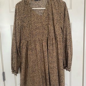 dotted brown long sleeve dress from shein
